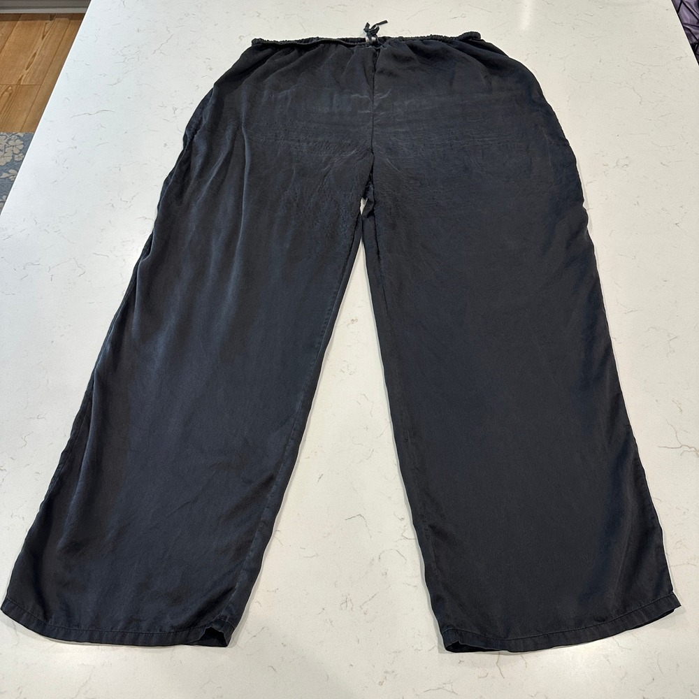 Victoria's Secret Black 100% Silk Wide Leg Pajama Pants Lounge Bottoms L